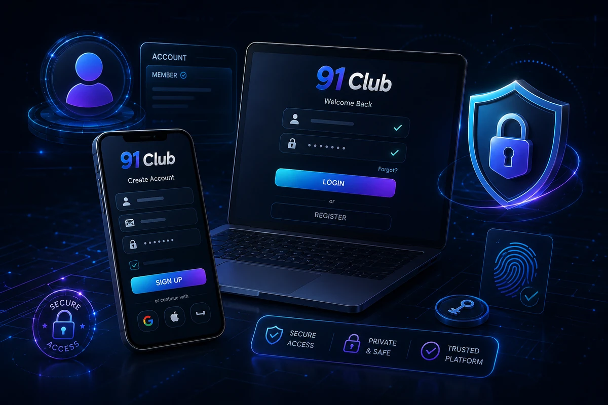 91 Club account access information visual